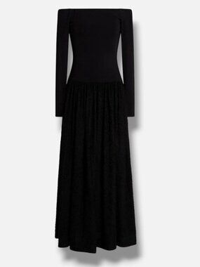 Esse Women's Black Versa Off-The-Shoulder Fil Coupé Jersey Midi Dress Size 4